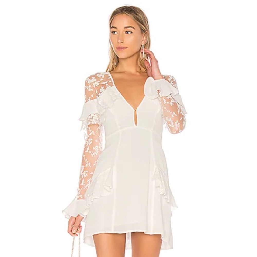 For Love & Lemons Rosebud Embroidery Mini Dress